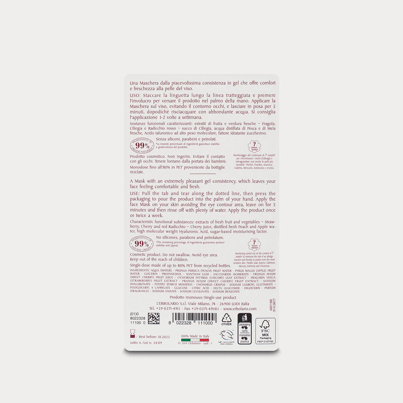 Maschera Gel Viso Ultra Idratante I Colori dell'Orto - Image 2